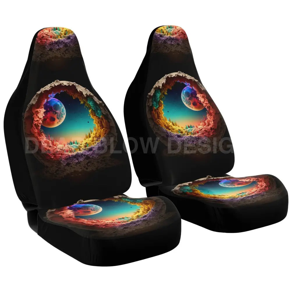 Alien Moon Car Seat Covers - Front Seat Cover or Full Set Front and Back Seat Cover Universal Fit