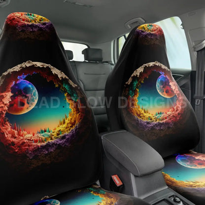Alien Moon Car Seat Covers - Front Seat Cover or Full Set Front and Back Seat Cover Universal Fit