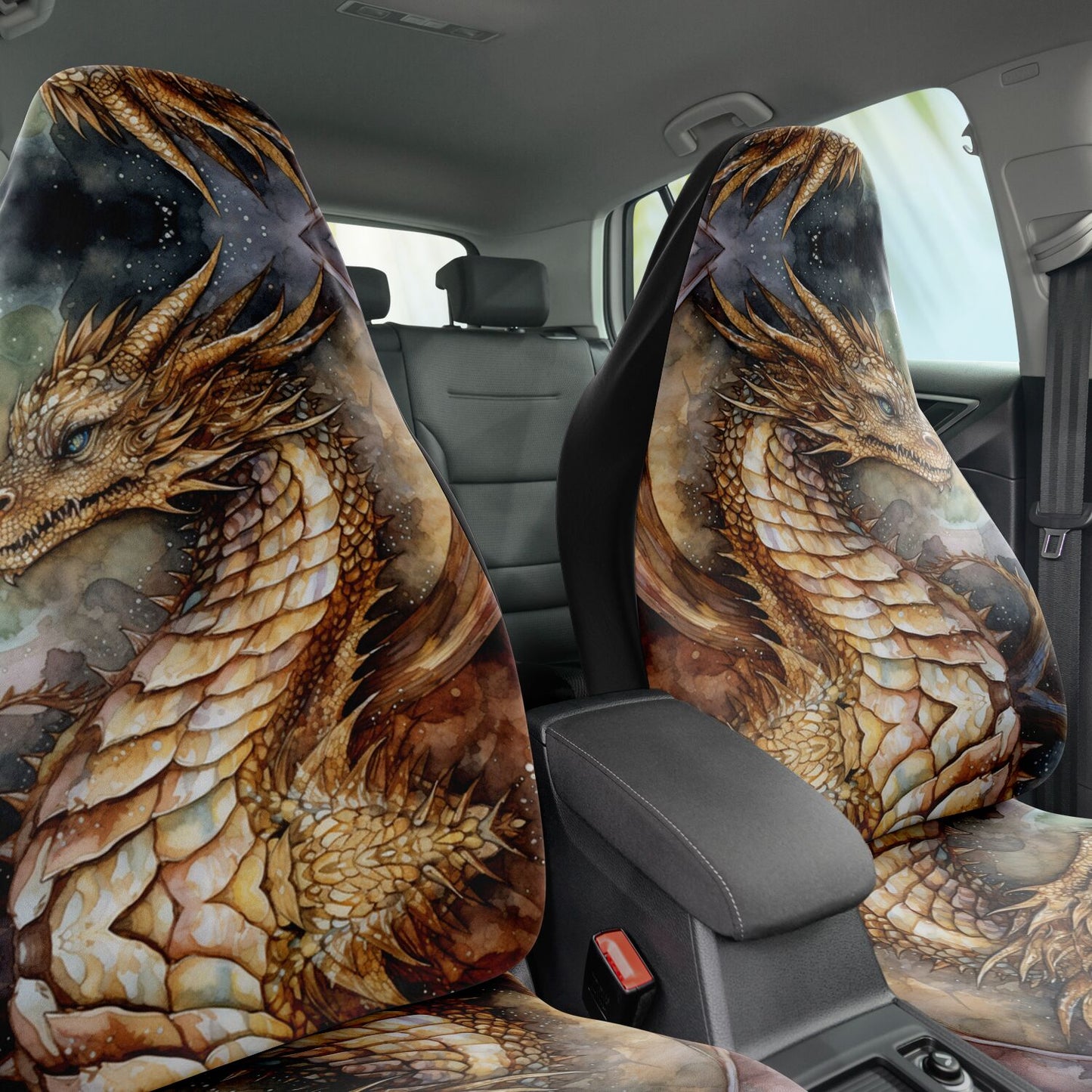 Golden Dragon Car Seat Covers - Front Seat Cover or Full Set Front and Back Seat Cover Front Seat Protector Truck Auto Universal Fit