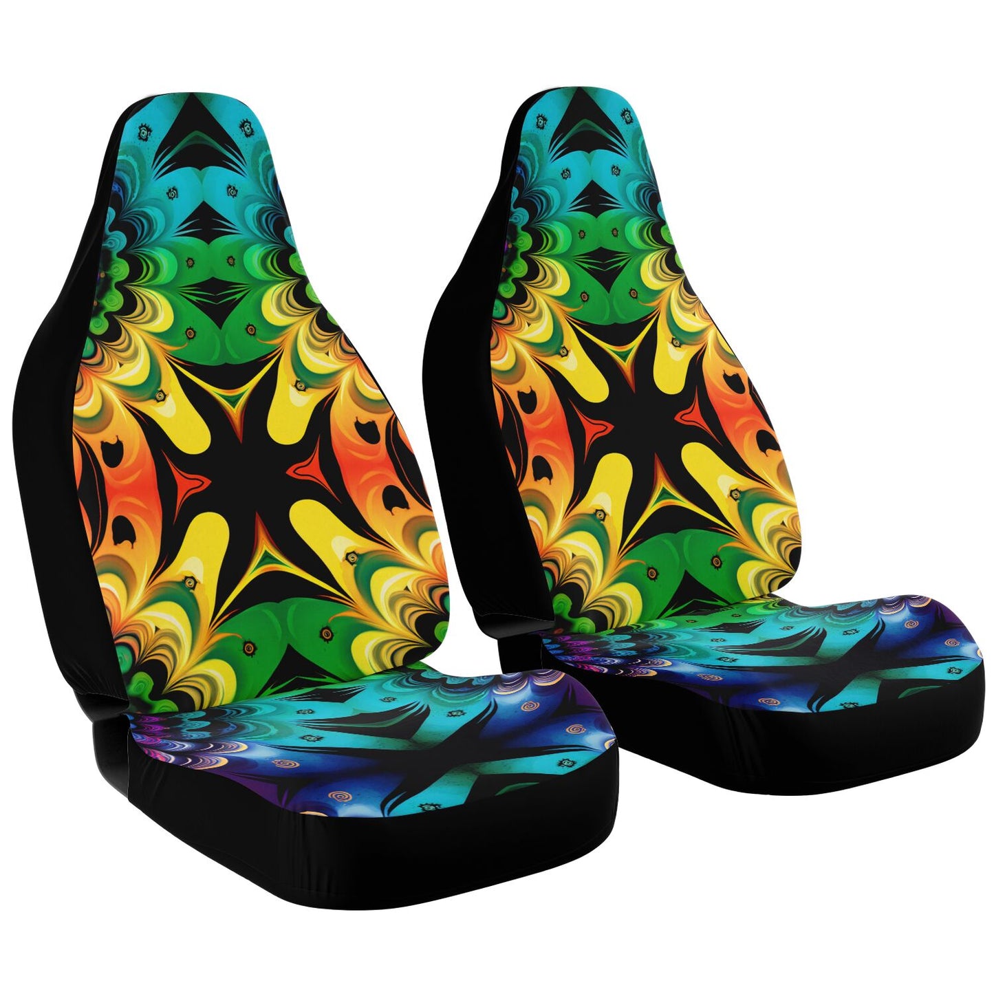 Rainbow Iron Cross Car Seat Cover - Front Seat Cover or Full Set Front and Back Seat Cover Universal Fit