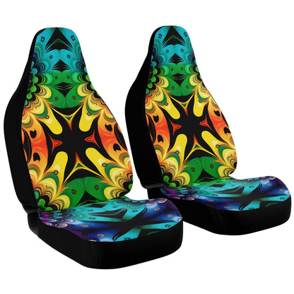 Rainbow Iron Cross Car Seat Cover - Front Seat Cover or Full Set Front and Back Seat Cover Universal Fit