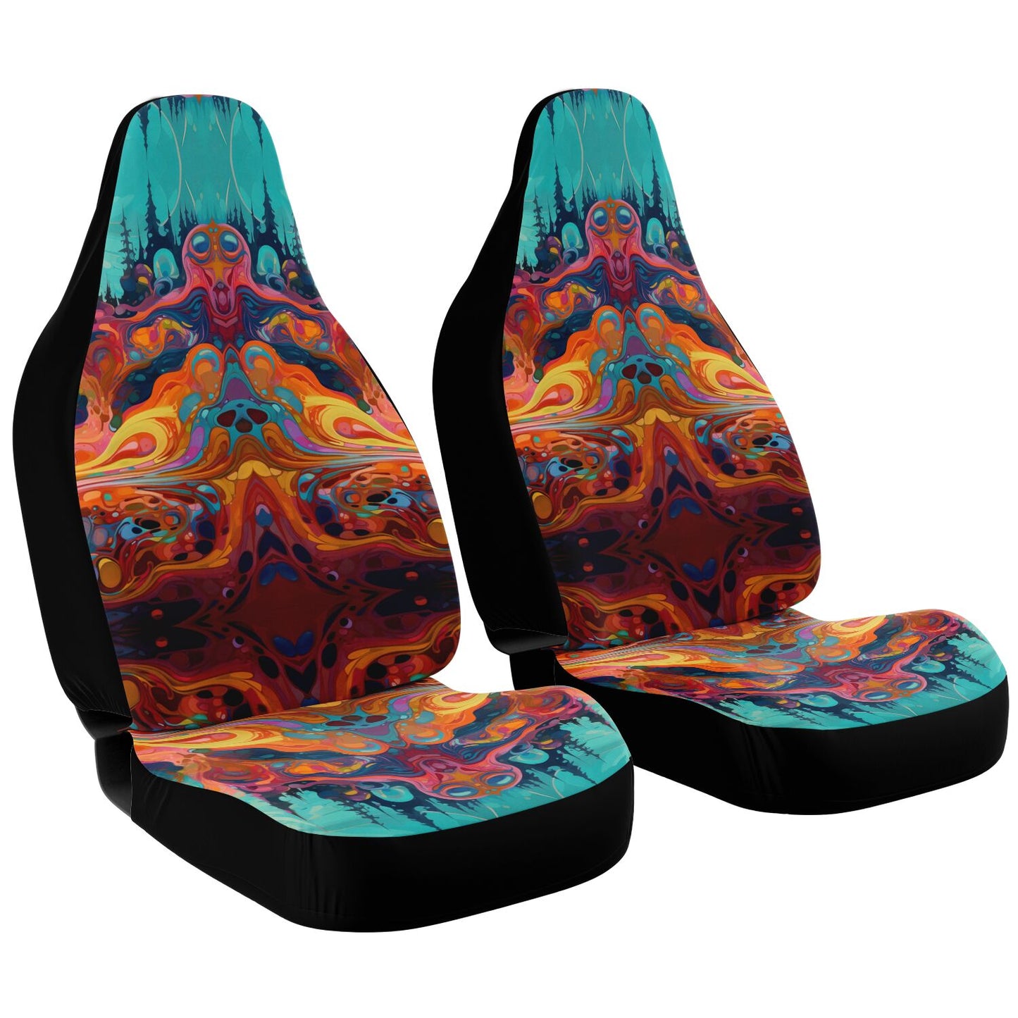 Psychedelic Alien Landscape Car Seat Cover - Front Seat Cover or Full Set Front and Back Seat Cover Universal Fit