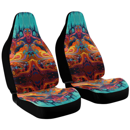 Psychedelic Alien Landscape Car Seat Cover - Front Seat Cover or Full Set Front and Back Seat Cover Universal Fit