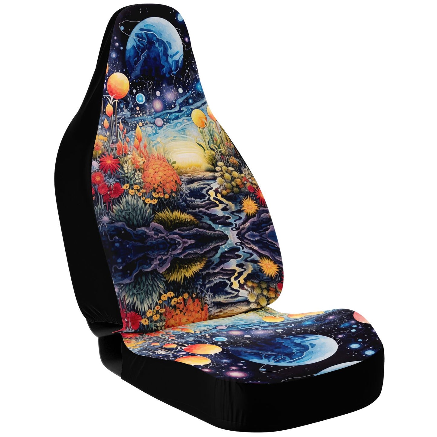 Moon Scape Car Seat Cover - Front Seat Cover or Full Set Front and Back Seat Cover Universal Fit
