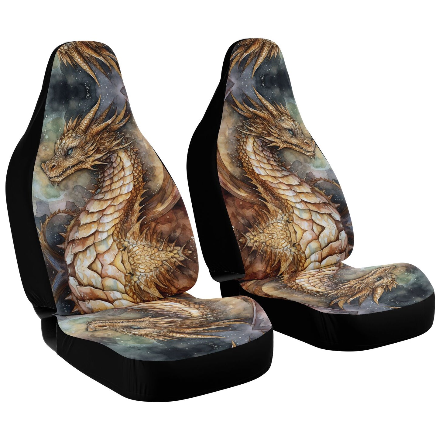 Golden Dragon Car Seat Covers - Front Seat Cover or Full Set Front and Back Seat Cover Front Seat Protector Truck Auto Universal Fit