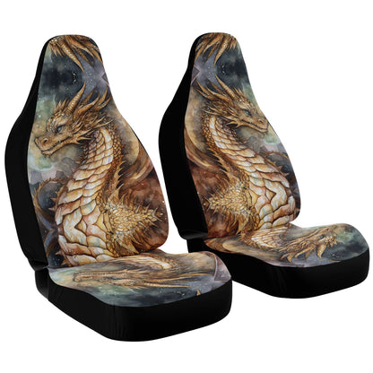 Golden Dragon Car Seat Covers - Front Seat Cover or Full Set Front and Back Seat Cover Front Seat Protector Truck Auto Universal Fit