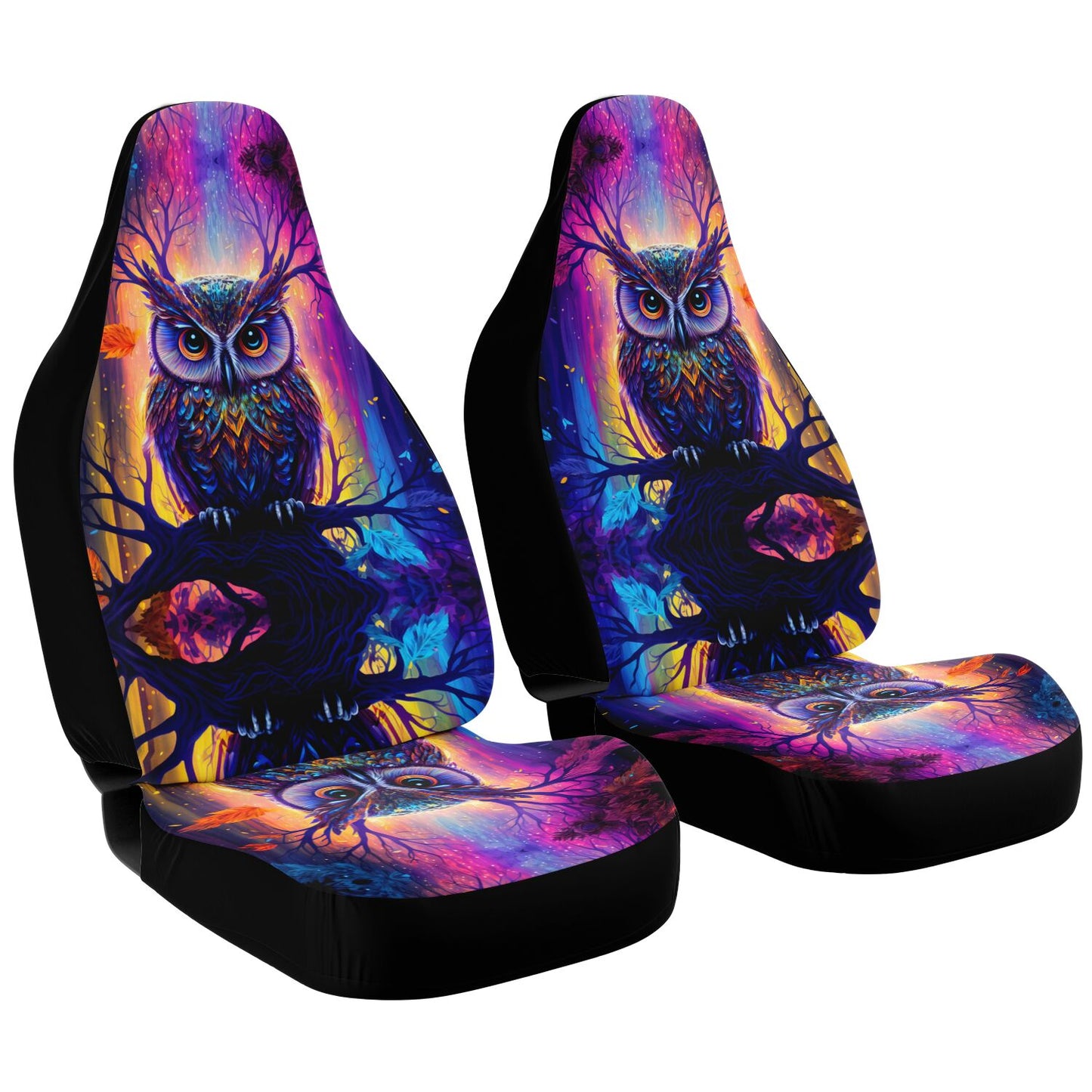 Psychedelic Owl Car Seat Cover - Front Seat Cover or Full Set Front and Back Seat Cover Universal Fit
