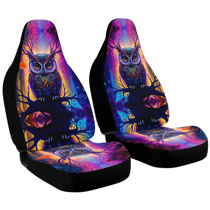 Psychedelic Owl Car Seat Cover - Front Seat Cover or Full Set Front and Back Seat Cover Universal Fit