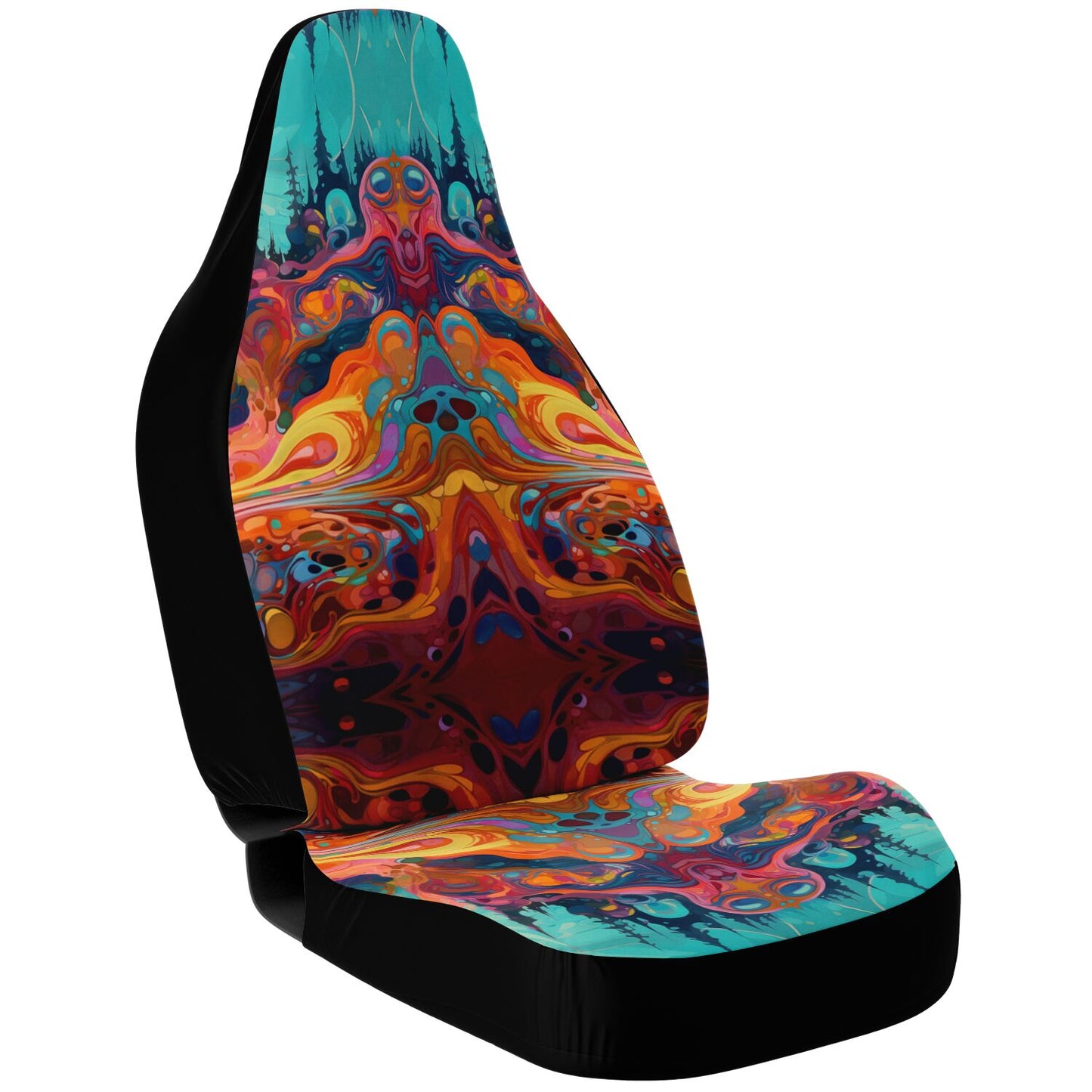 Psychedelic Alien Landscape Car Seat Cover - Front Seat Cover or Full Set Front and Back Seat Cover Universal Fit