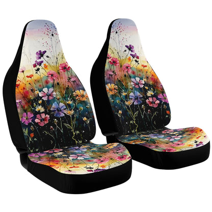 Wild Flower Meadow Car Seat Covers - Front Seat Cover or Full Set Front and Back Seat Cover Universal Fit