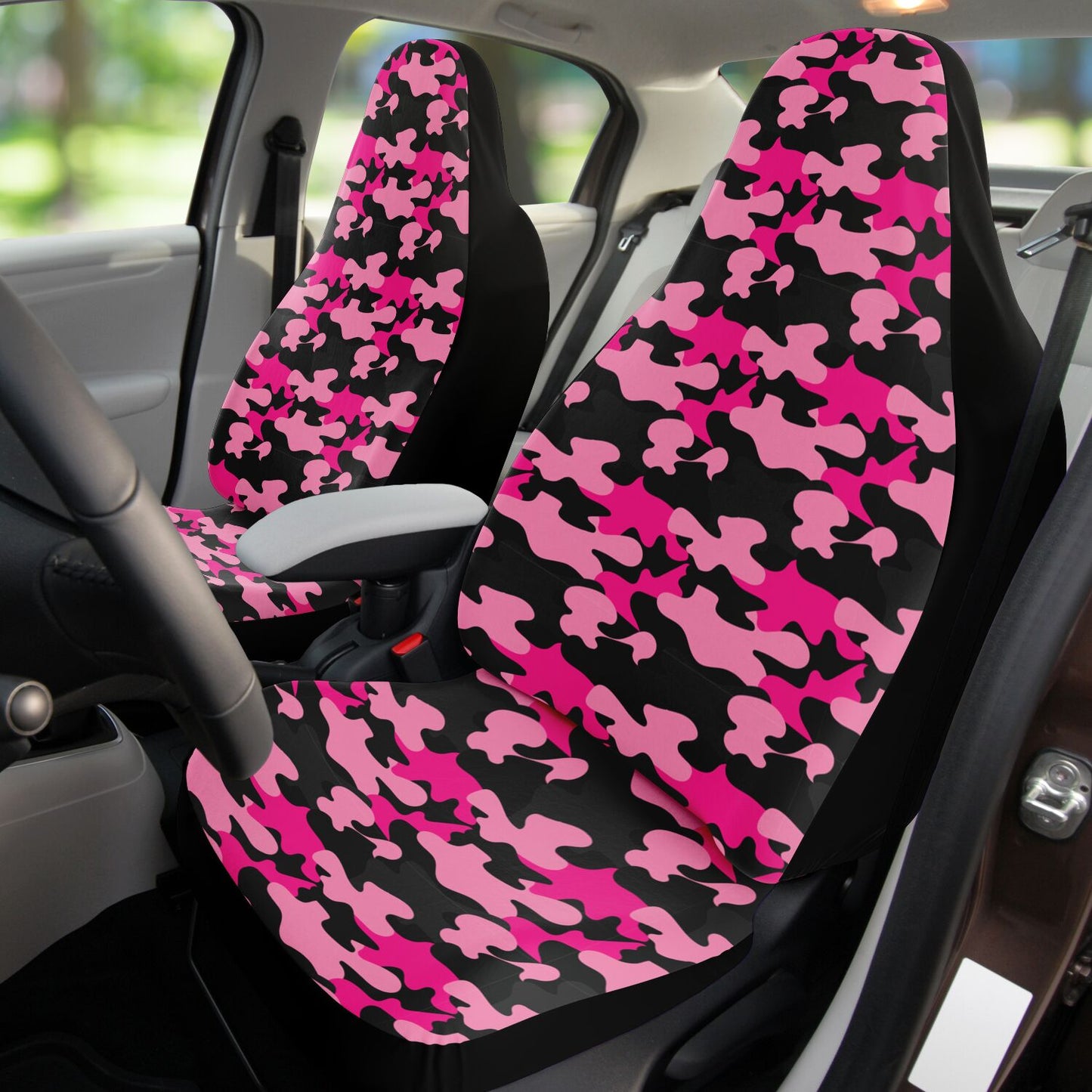 Pink & Black Camo Car Seat Covers - Front Seat Cover or Full Set Front and Back Seat Cover Universal Fit