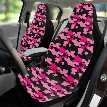 Pink & Black Camo Car Seat Covers - Front Seat Cover or Full Set Front and Back Seat Cover Universal Fit