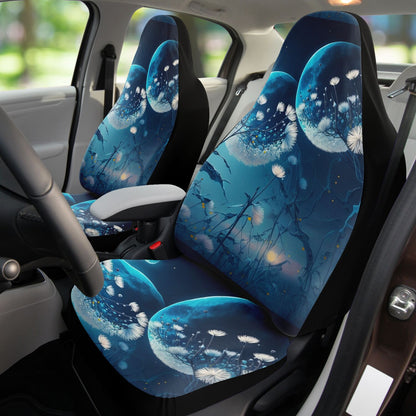 Blue Moon Dandelion Car Seat Cover - Front Seat Cover or Full Set Front and Back Seat Cover Universal Fit