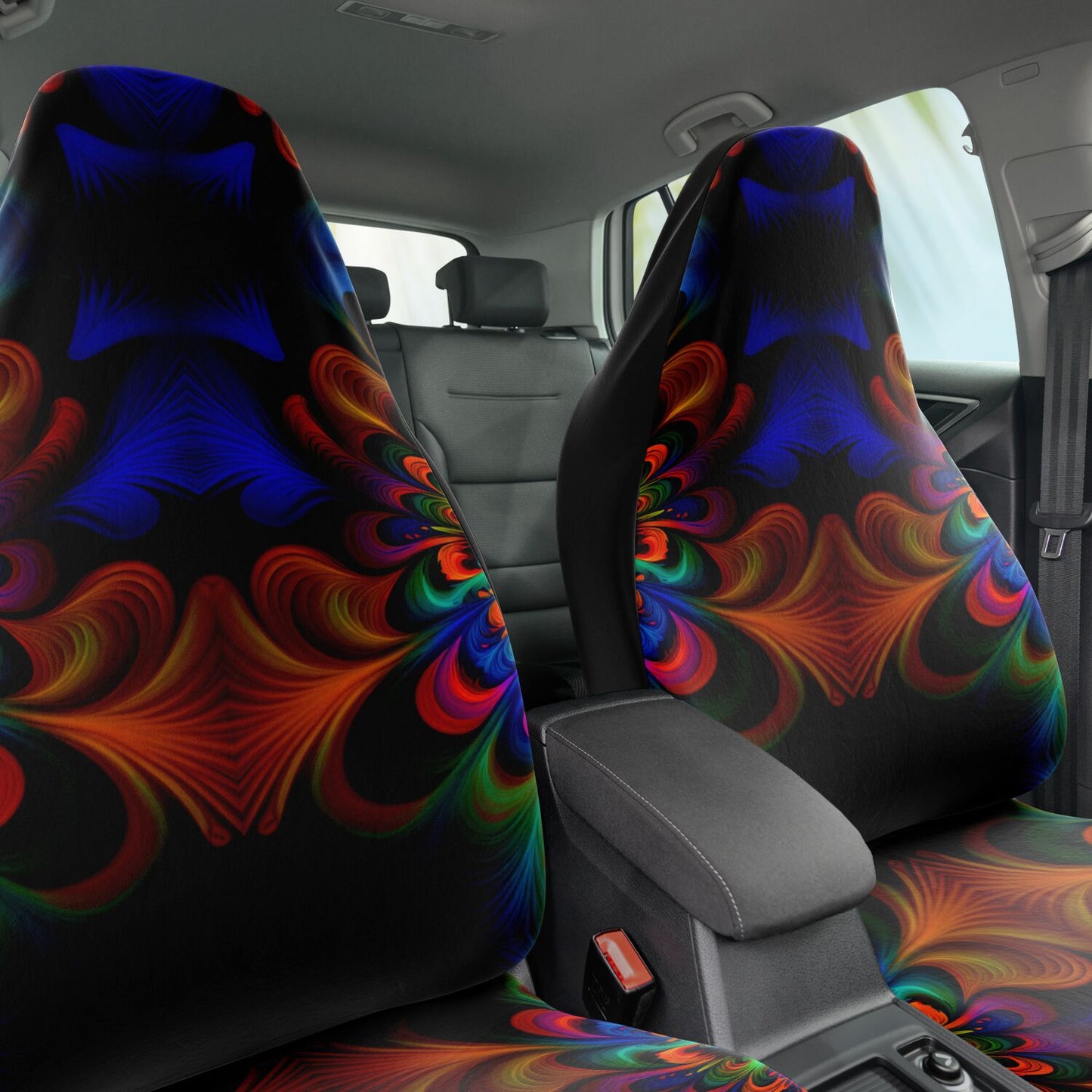 Orange Tie Dye Car Seat Cover - Front Seat Cover or Full Set Front and Back Seat Cover Universal Fit