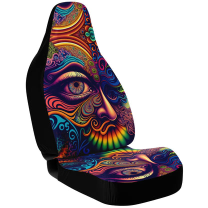 Psychedelic Face Car Seat Cover - Front Seat Cover or Full Set Front and Back Seat Cover Universal Fit