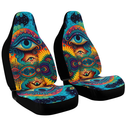 Psychedelic Eye Car Seat Cover - Front Seat Cover or Full Set Front and Back Seat Cover Universal Fit