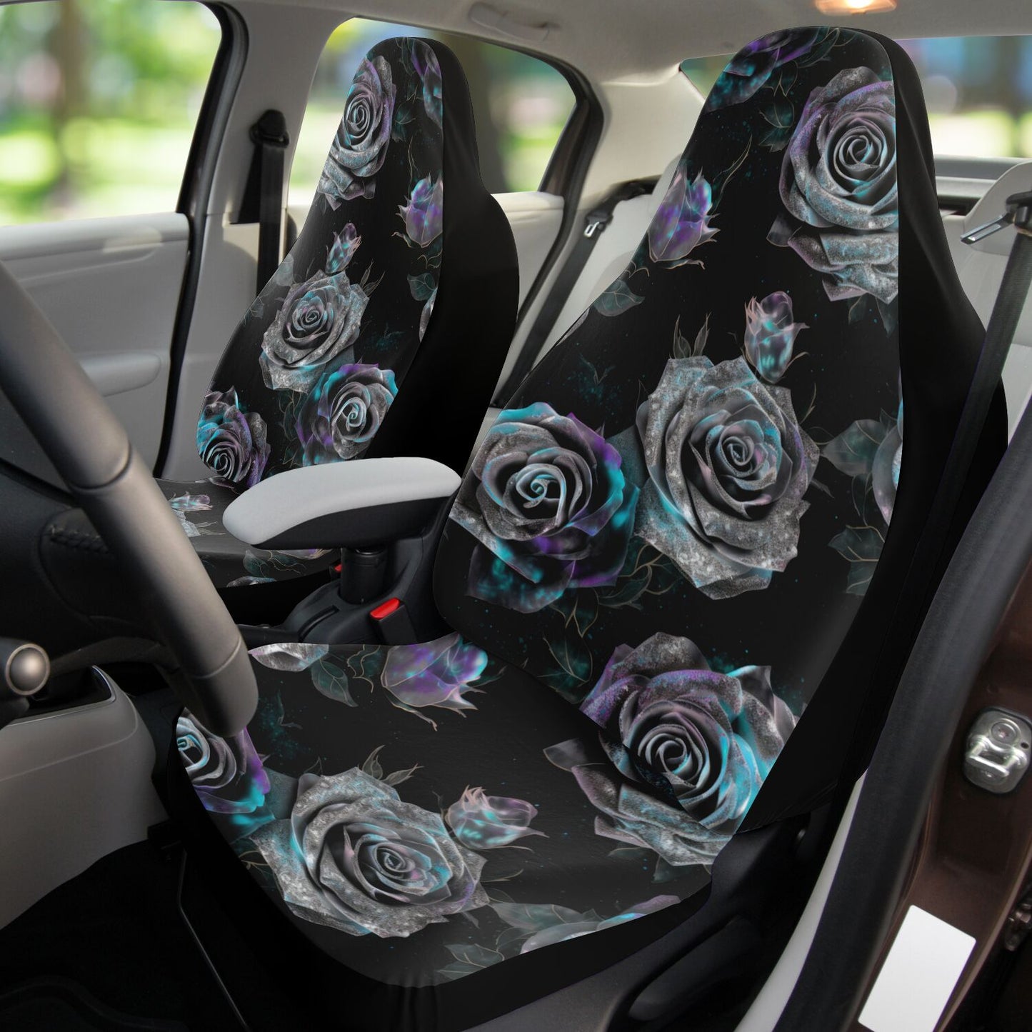 Gothic Rose Car Seat Cover - Front Seat Cover or Full Set Front and Back Seat Cover Universal Fit