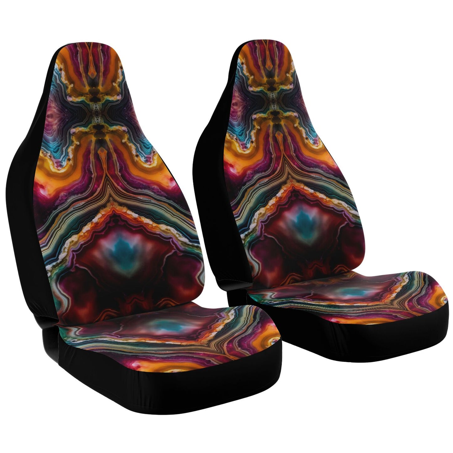 Cracked Geode Car Seat Cover - Front Seat Cover or Full Set Front and Back Seat Cover Universal Fit