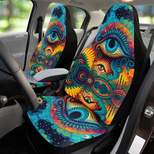 Psychedelic Eye Car Seat Cover - Front Seat Cover or Full Set Front and Back Seat Cover Universal Fit