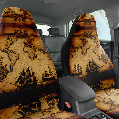 Old Ship Maps 11 Car Seat Covers - Front Seat Cover or Full Set Front and Back Seat Cover Universal Fit