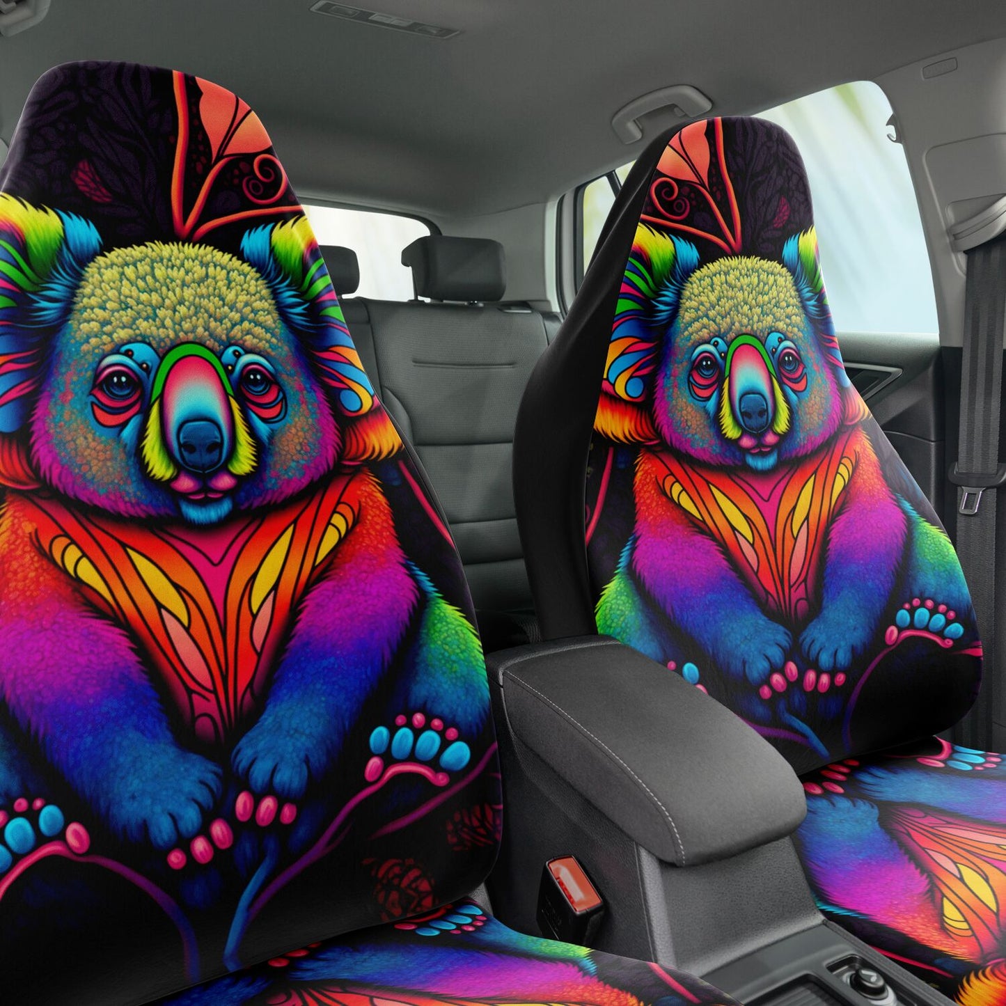 Psycho Koala Car Seat Cover - Front Seat Cover or Full Set Front and Back Seat Cover Universal Fit