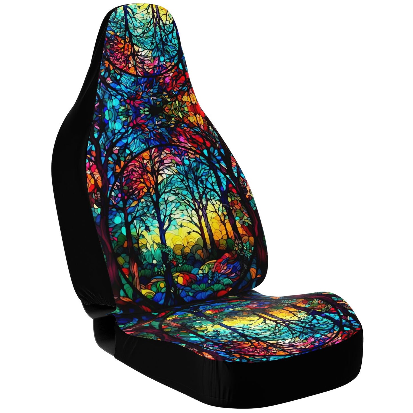 Dark Stained Glass Car Seat Cover - Front Seat Cover or Full Set Front and Back Seat Cover Universal Fit