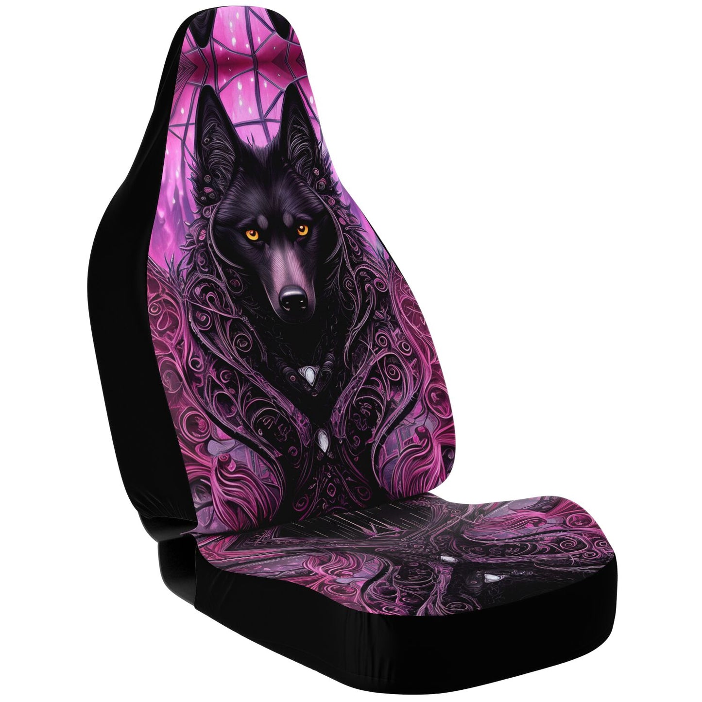 Wolf Midnight Purple Car Seat Covers - Front Seat Cover or Full Set Front and Back Seat Cover Universal Fit