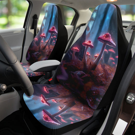 Pink Mushroom Car Seat Cover - Front Seat Cover or Full Set Front and Back Seat Cover Universal Fit