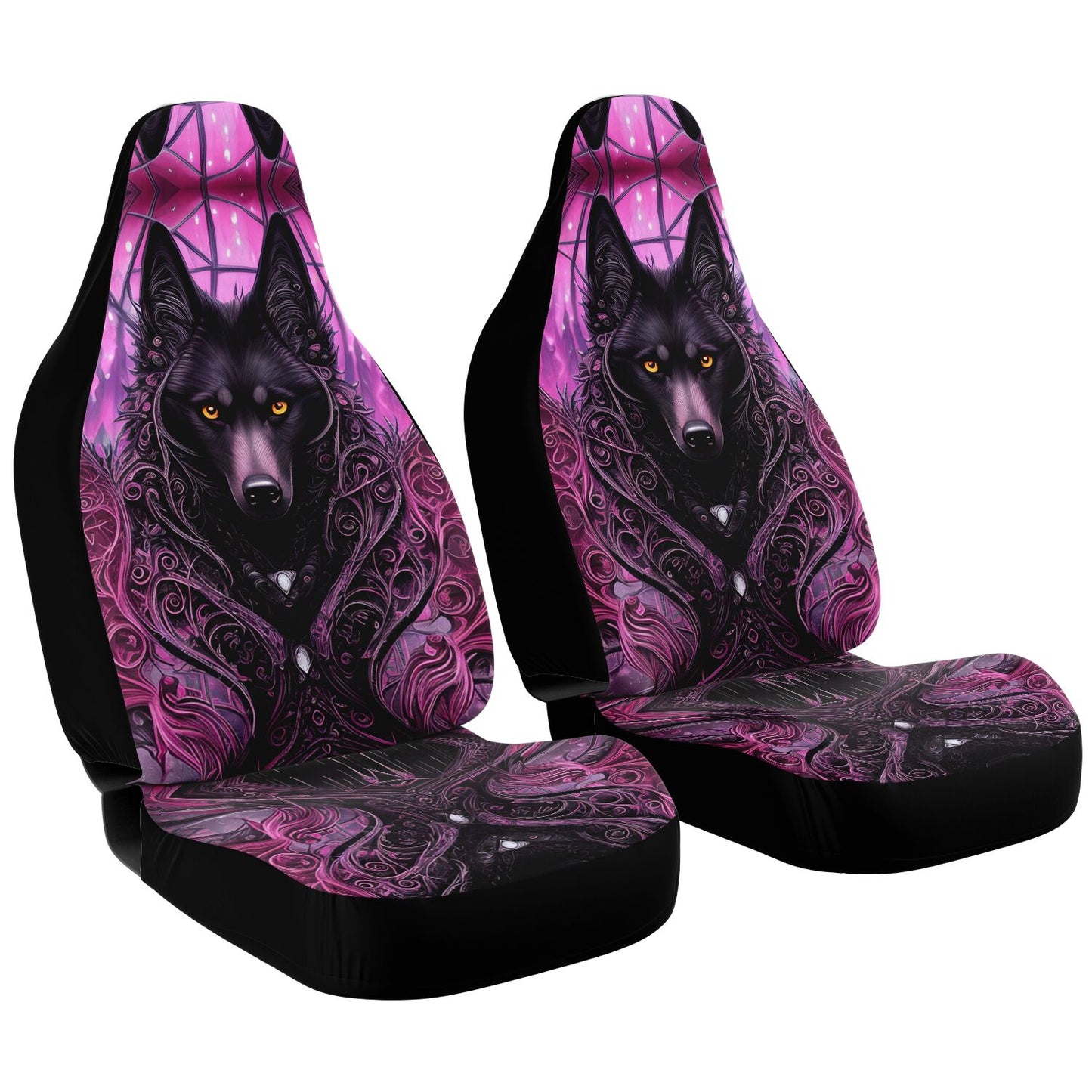 Wolf Midnight Purple Car Seat Covers - Front Seat Cover or Full Set Front and Back Seat Cover Universal Fit