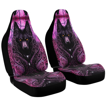Wolf Midnight Purple Car Seat Covers - Front Seat Cover or Full Set Front and Back Seat Cover Universal Fit