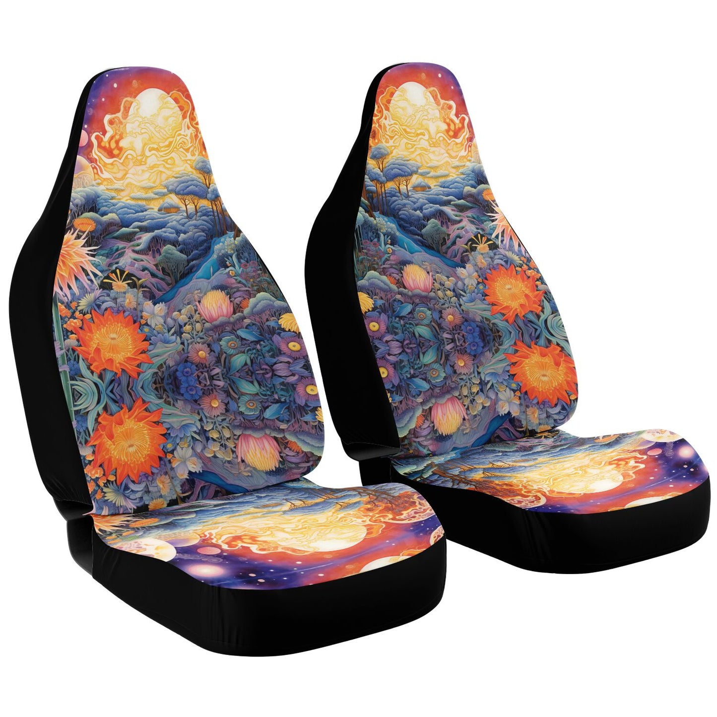 Red Sky Moon Scape Car Seat Cover - Front Seat Cover or Full Set Front and Back Seat Cover Universal Fit