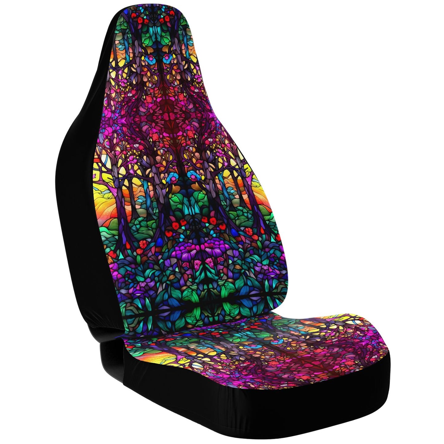 Pink Stained Glass Car Seat Cover - Front Seat Cover or Full Set Front and Back Seat Cover Universal Fit