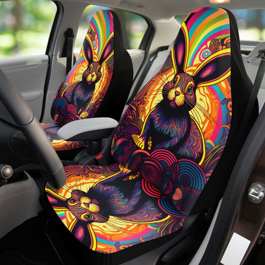 Psycho Rabbit Car Seat Cover - Front Seat Cover or Full Set Front and Back Seat Cover Universal Fit
