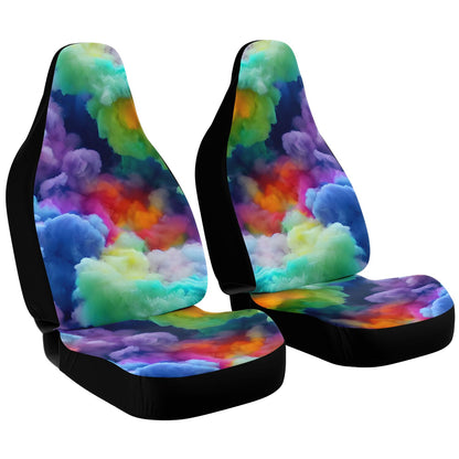 Rainbow Cotton Candy Clouds Car Seat Covers - Front Seat Cover or Full Set Front and Back Seat Cover Universal Fit