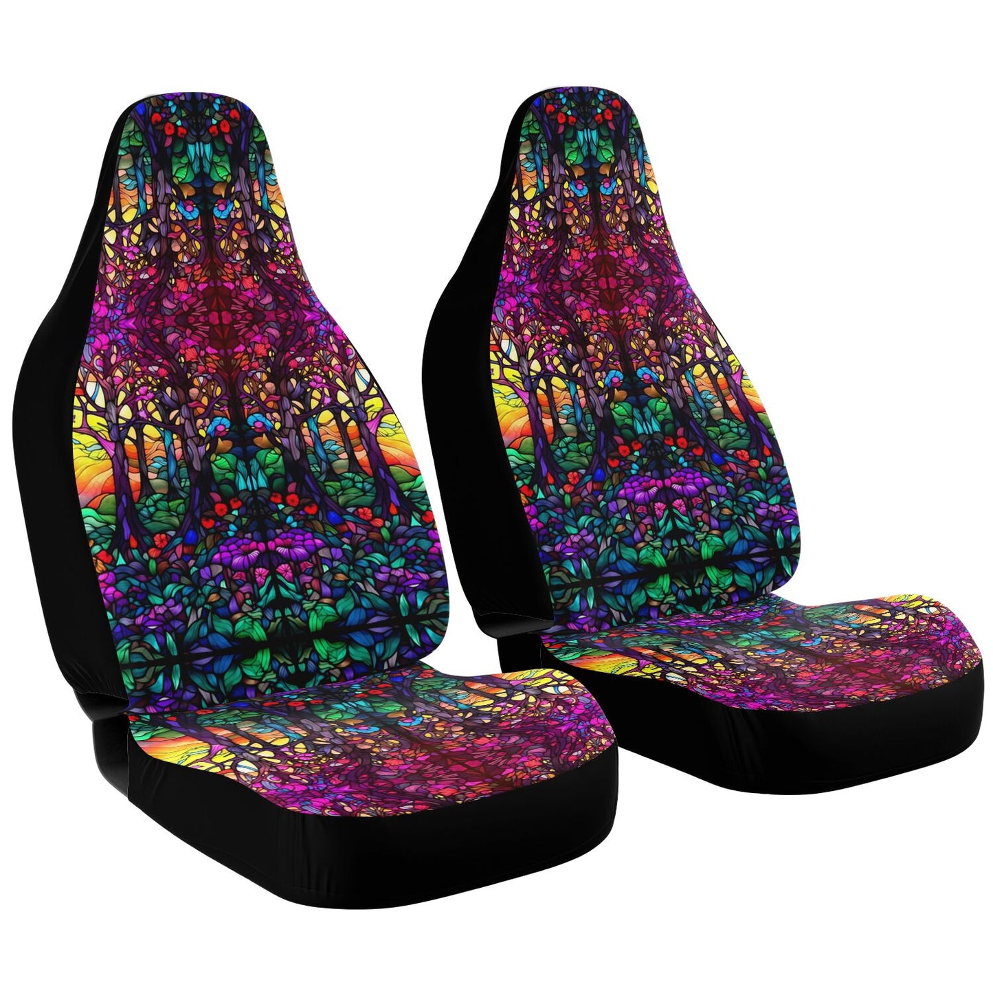 Pink Stained Glass Car Seat Cover - Front Seat Cover or Full Set Front and Back Seat Cover Universal Fit