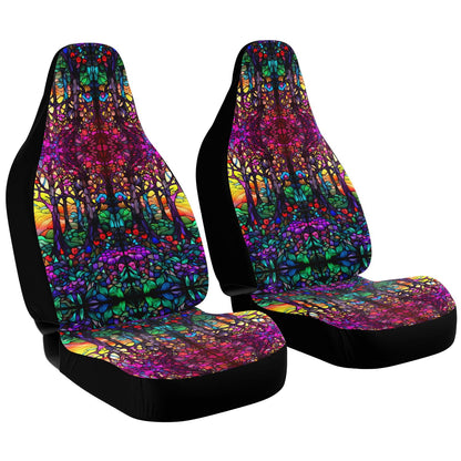 Pink Stained Glass Car Seat Cover - Front Seat Cover or Full Set Front and Back Seat Cover Universal Fit