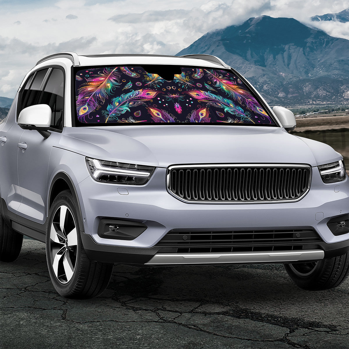 Mystical Bright Feathers Auto Sun Shade - Car Shades for Vehicle Windscreen Shield Sun Covers
