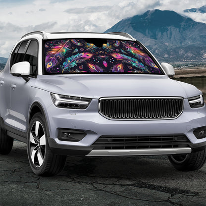 Mystical Bright Feathers Auto Sun Shade - Car Shades for Vehicle Windscreen Shield Sun Covers
