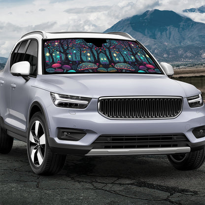 Glowing Mushroom Forest Auto Sun Shade - Car Shades for Vehicle Windscreen Shield Sun Covers