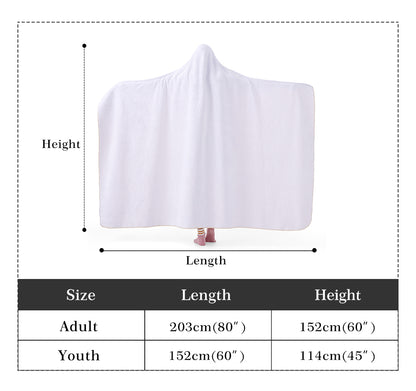 Psycho Rabbit Hooded Blanket - Micro Fleece Lining Cosy Sherpa Blanket