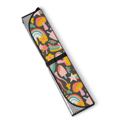 Groovy Flowers Auto Sun Shades - Car Shade for Vehicle Windscreen Shield Sun Cover