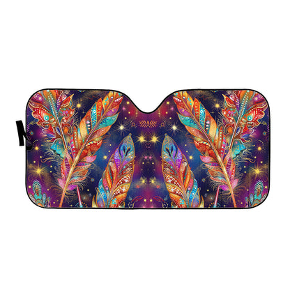 Mystical Vibe Feathers Auto Sun Shades - Car Shade for Vehicle Windscreen Shield Sun Covers