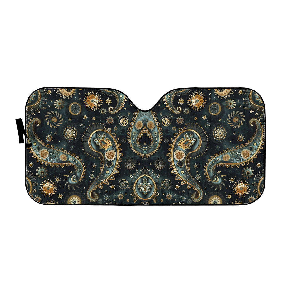 Paisley Print Black Auto Sun Shade - Car Shades for Vehicle Windscreen Shield Sun Covers