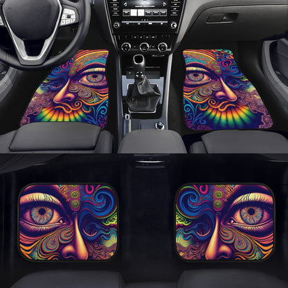 Psychedelic Face Car Mats - Set of 2 or 4 Car Floor Mats Car Accessories
