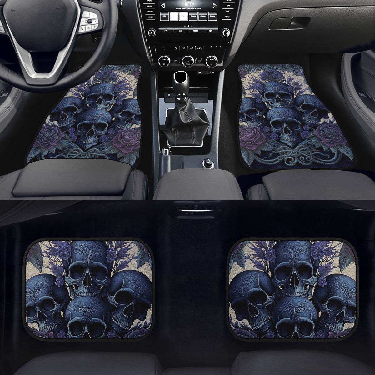 Blue Skulls Car Mats - Set of 2 or 4 Car Floor Mats Car Accessories