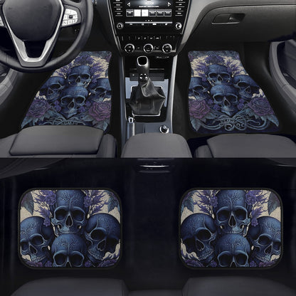 Blue Skulls Car Mats - Set of 2 or 4 Car Floor Mats Car Accessories