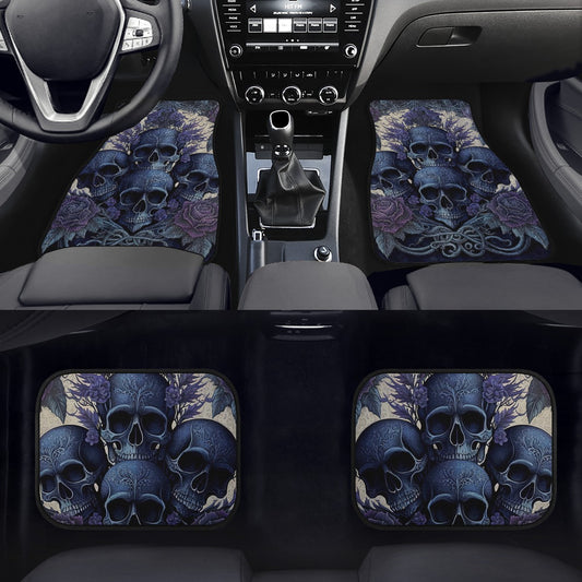 Blue Skulls Car Mats - Set of 2 or 4 Car Floor Mats Car Accessories