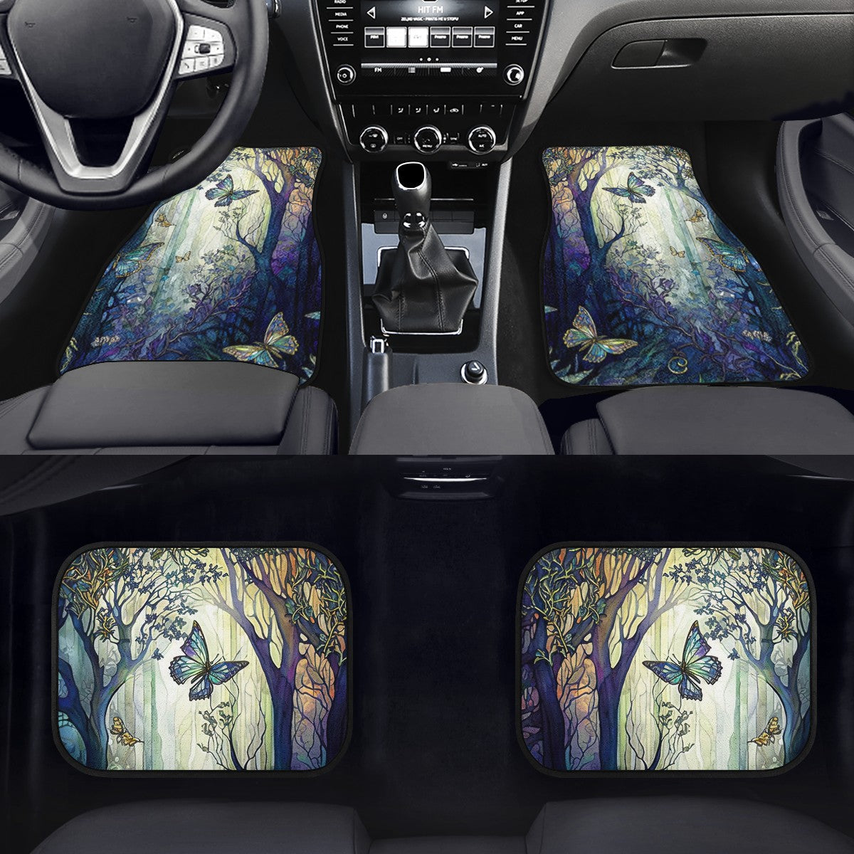Blue Enchanted Forest Car Mats - Set of 2 or 4 Car Floor Mats Car Accessories