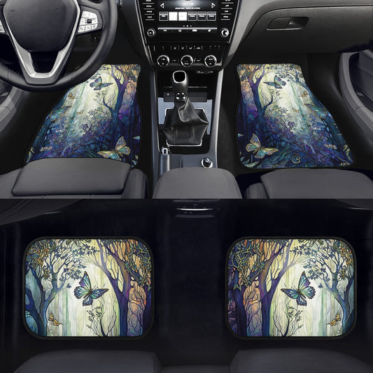 Blue Enchanted Forest Car Mats - Set of 2 or 4 Car Floor Mats Car Accessories