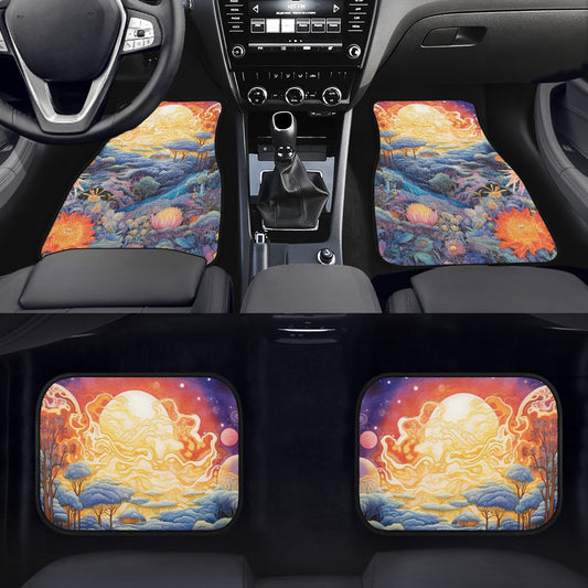 Red Sky Moon Scape Car Mats - Set of 2 or 4 Car Floor Mats Car Accessories